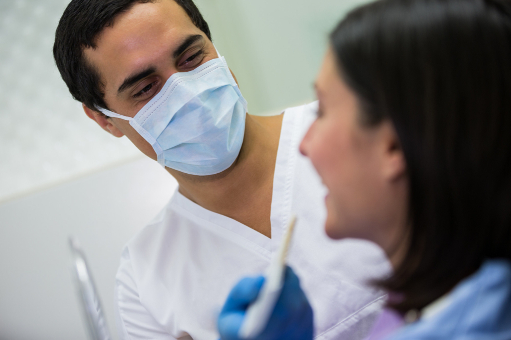 Dentist exam with woman